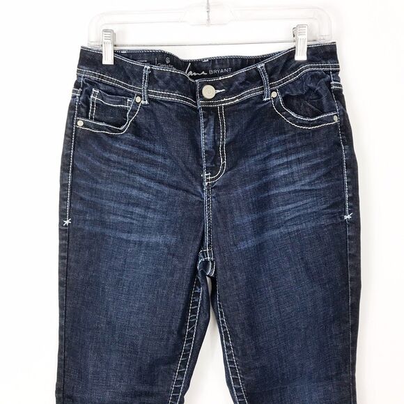 Lane Bryant Jeans Straight Skinny Genius Fit Distressed Slim Cut Size 16 Short - Picture 4 of 9